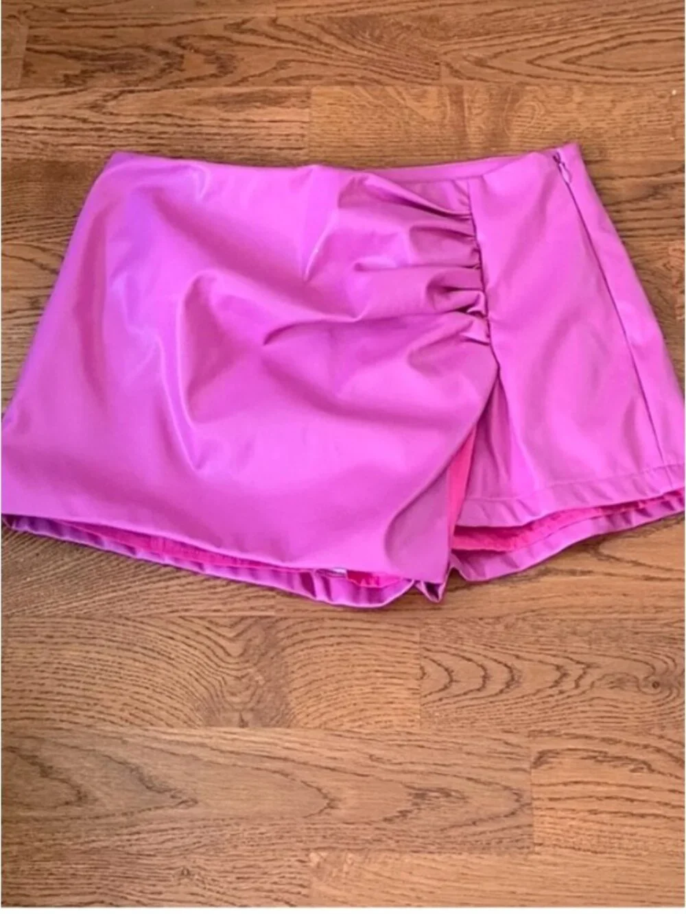 MORE TO COME Kamille Faux Leather Skort S Hot Pink Faux Mini Skirt Shorts Vegan